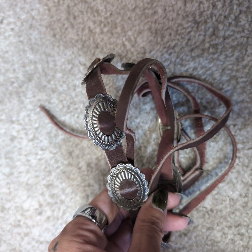 Brown Leather Concho Belt Western - Picture 3 of 4